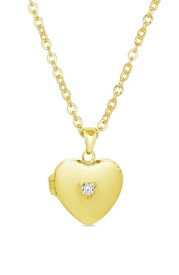 Lily Nily Kids' Cubic Zirconia Heart Locket Necklace in Gold at Nordstrom