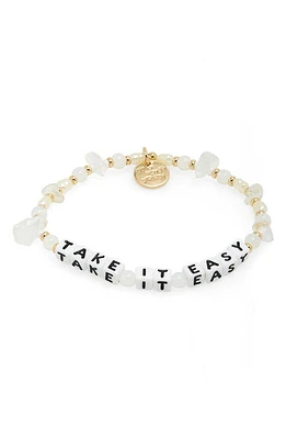 Little Words Project Take It Easy Beaded Stretch Bracelet in White Crystal at Nordstrom