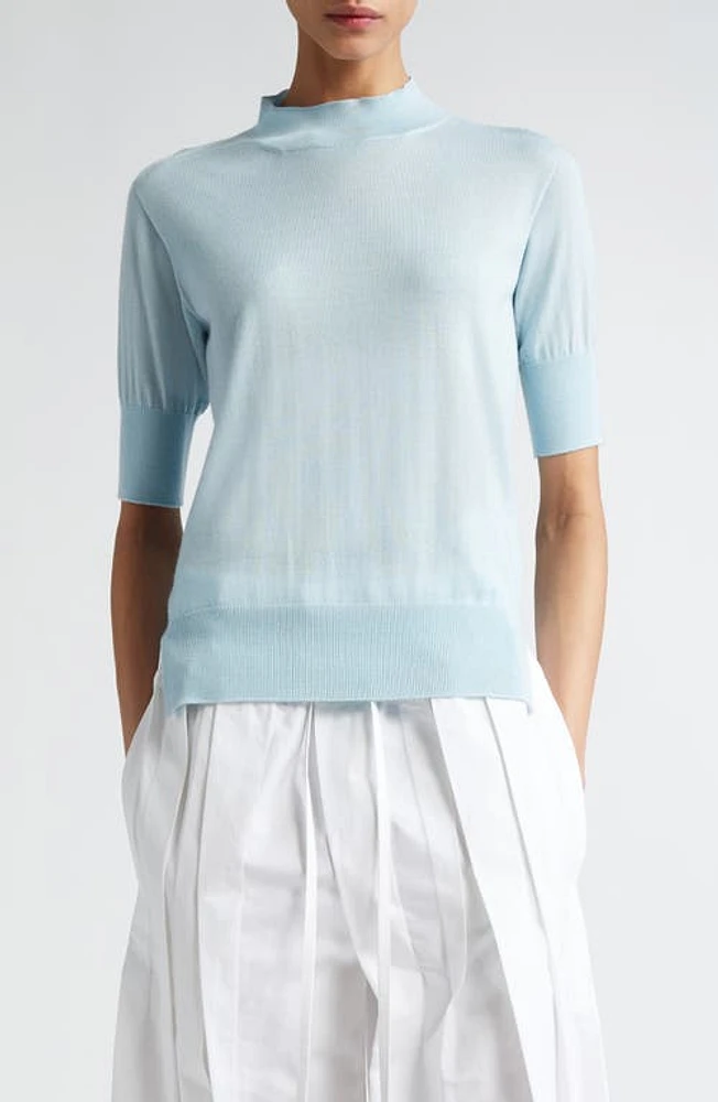 Jil Sander Seamless Short Sleeve Cashmere, Wool & Silk Sweater 456 Blue Haze at Nordstrom, Us