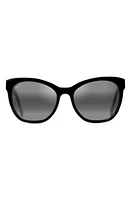 Maui Jim Alulu 56mm PolarizedPlus2 Cat Eye Sunglasses in Gloss Black at Nordstrom