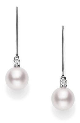 Mikimoto Akoya Pearl & Diamond Linear Earrings in Gold/Pearl at Nordstrom