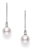 Mikimoto Akoya Pearl & Diamond Linear Earrings in Gold/Pearl at Nordstrom