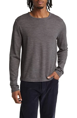 Officine Générale Felted Wool Long Sleeve T-Shirt Light Heather Grey at Nordstrom,