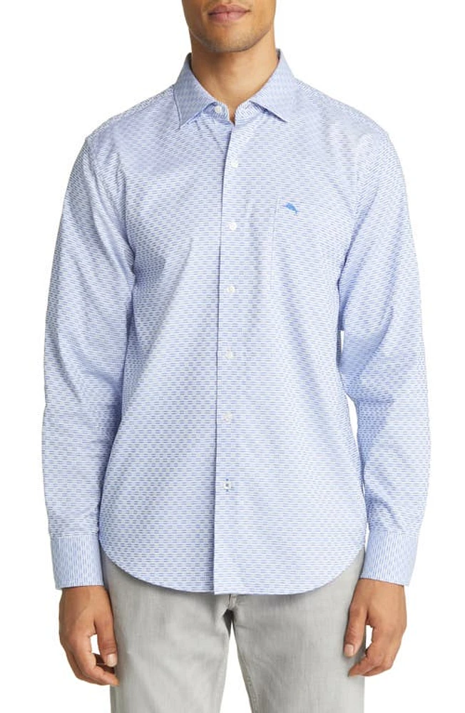 Tommy Bahama Men's Sarasota Stretch Ventura IslandZone Stripe Stretch Button-Up Shirt in Blues at Nordstrom, Size 1Xb