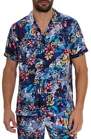 Robert Graham Merrick Floral Camp Shirt Blue Multi at Nordstrom,