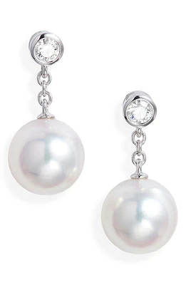 Mikimoto Diamond & Pearl Drop Earrings in White Gold at Nordstrom