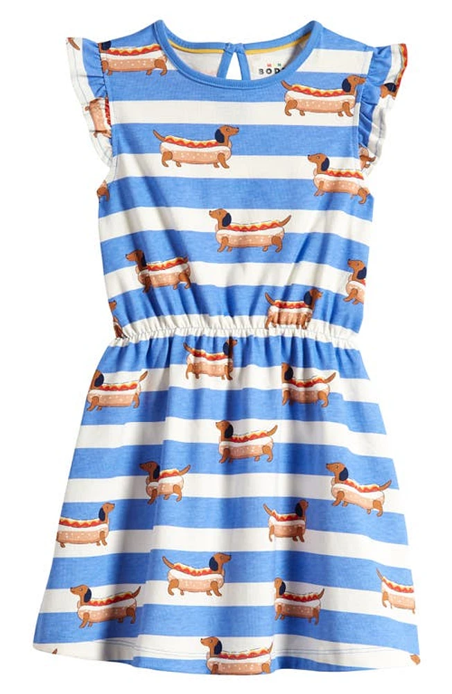 Mini Boden Kids' Stripe Sleeveless Cotton Dress Surf Blue Hot Dog at Nordstrom,