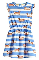 Mini Boden Kids' Stripe Sleeveless Cotton Dress Surf Blue Hot Dog at Nordstrom,