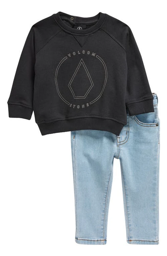 Volcom Graphic French Terry Sweatshirt & Jeans Set Black at Nordstrom,