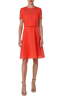 Akris Floral Embroidery Techno Organza Dress Pumpkin at Nordstrom,