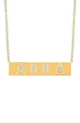 EF Collection 4 Letter Diamond Nameplate Customizable Pendant Necklace in 14K Yellow Gold at Nordstrom, Size 16