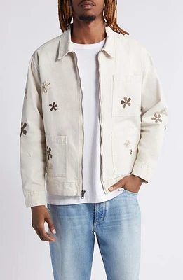 PacSun Floral Embroidered Cotton Jacket Cream at Nordstrom,