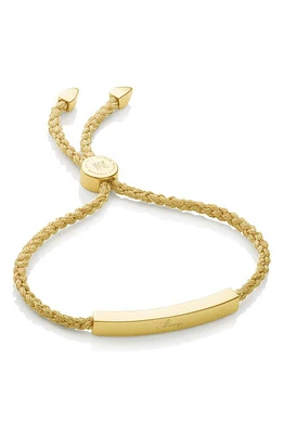 Monica Vinader Engravable Linear Bar Friendship Bracelet in Gold Metallica at Nordstrom