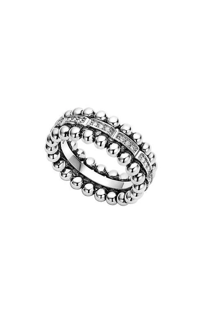 LAGOS Caviar Spark Diamond Band Ring in Silver/Diamond at Nordstrom