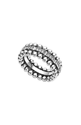 LAGOS Caviar Spark Diamond Band Ring in Silver/Diamond at Nordstrom