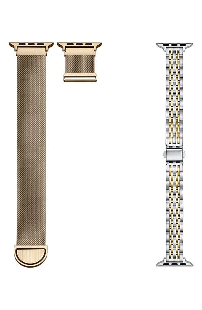 The Posh Tech Assorted 2-Pack 42mm Apple Watch Watchbands in Gold /New Gold at Nordstrom, Size 38