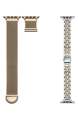 The Posh Tech Assorted 2-Pack 42mm Apple Watch Watchbands in Gold /New Gold at Nordstrom, Size 38