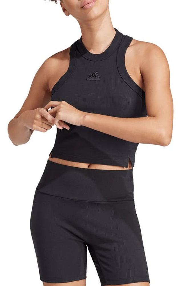 adidas Rib Crop Tank Black at Nordstrom,