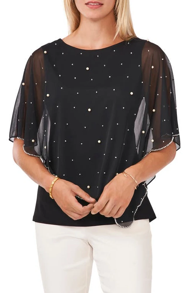 Chaus Beaded Overlay Jersey Top Black at Nordstrom,