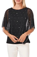 Chaus Beaded Overlay Jersey Top Black at Nordstrom,