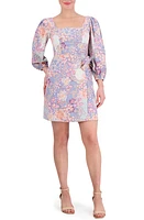 Vince Camuto Floral Balloon Sleeve Minidress Blue at Nordstrom,