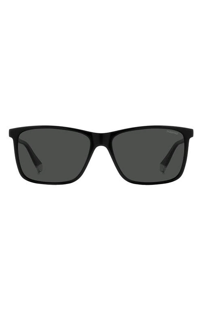 Polaroid Kids' 58mm Polarized Rectangular Sunglasses in Black/Grey Polarized at Nordstrom