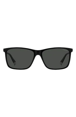 Polaroid Kids' 58mm Polarized Rectangular Sunglasses in Black/Grey Polarized at Nordstrom