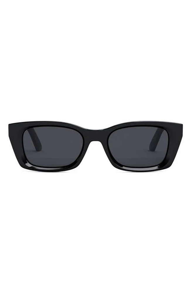 'DiorMidnight S3I 52mm Rectangular Sunglasses in Shiny Black /Smoke at Nordstrom