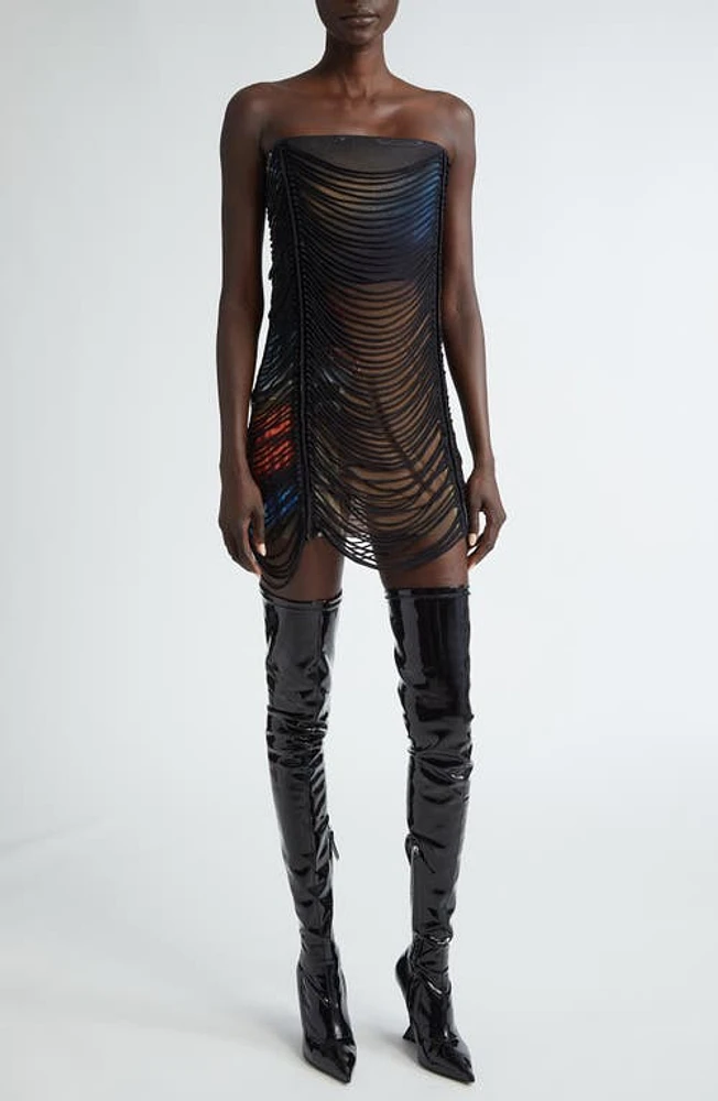 Jean Paul Gaultier x Shayne Oliver Slashing City Print Strapless Minidress Brown/Green/Blue/Red at Nordstrom,