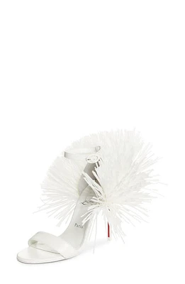 Christian Louboutin Loubigirl Raffia Fringe Sandal White at Nordstrom,