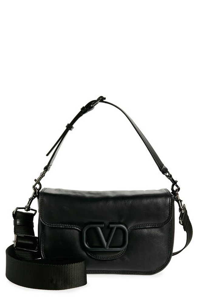 Valentino Garavani All Time Leather Shoulder Bag in Nero at Nordstrom