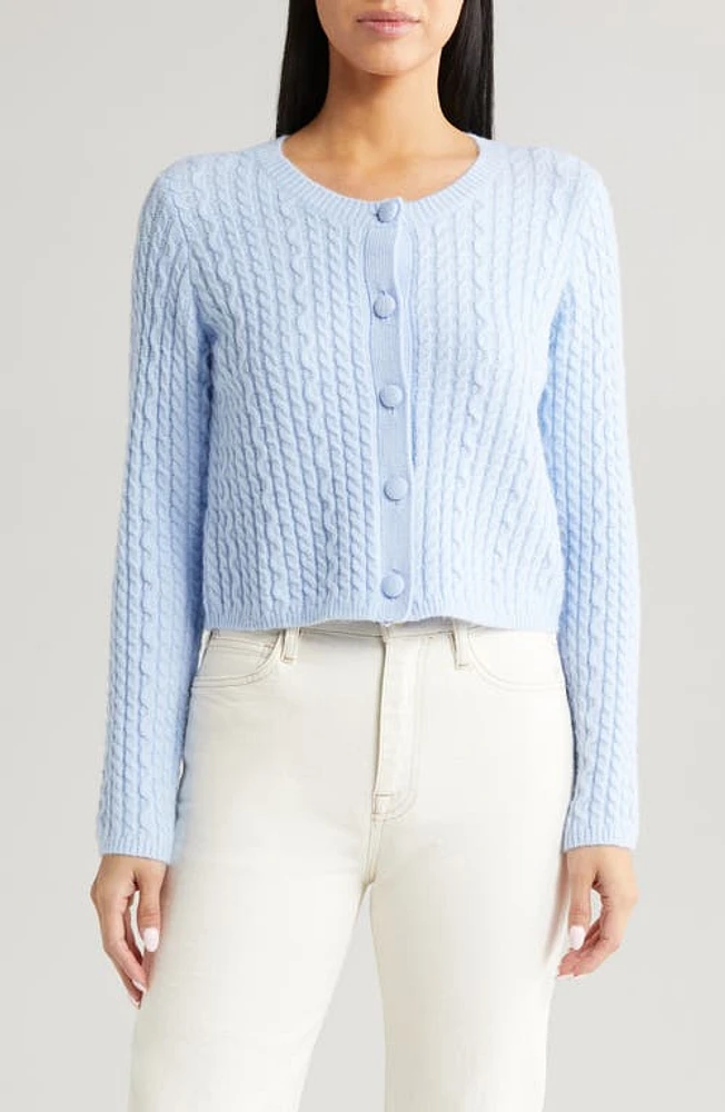 All in Favor Crop Cable Cardigan in Sky at Nordstrom, Size X-Large