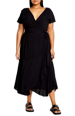 City Chic Imogen Wrap Dress in Black at Nordstrom