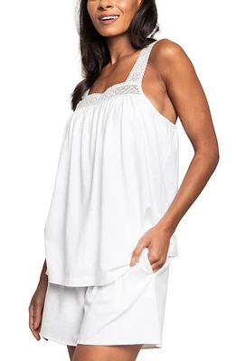 Petite Plume Camille Luxe Pima Cotton Short Pajamas White at Nordstrom,