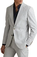 Reiss Barr Stripe Cotton Suit Coat Soft Blue/White at Nordstrom,