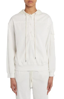 Moncler Stretch Corduroy Popover Hoodie White at Nordstrom, Us