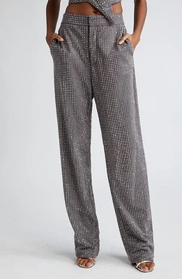 Area Crystal Embellished Ponte Jersey Straight Leg Pants at Nordstrom,