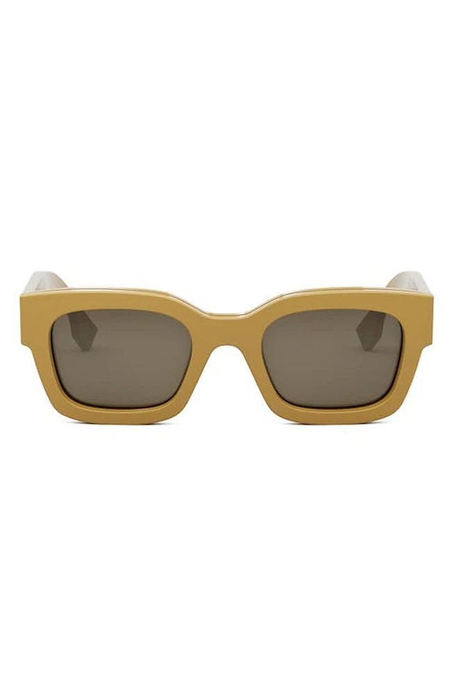 Fendi Signature 50mm Rectangular Sunglasses in Shiny / at Nordstrom