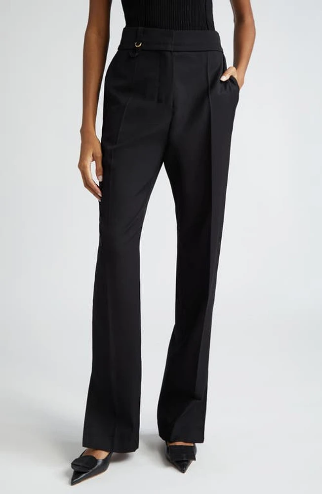 Jacquemus Le Pantalon Tibau Split Hem Wool Pants Black at Nordstrom, Us