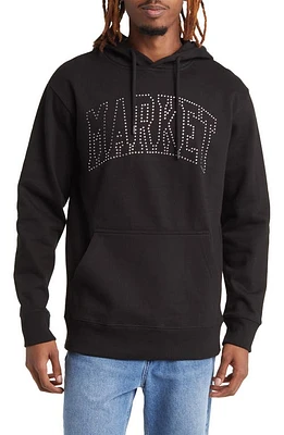 MARKET Arc Swarovski Crystal Embellished Cotton Logo Hoodie Black at Nordstrom,