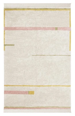 Lorena Canals Lane Fringe Trim Washable Cotton Blend Rug in Vintage Blush at Nordstrom