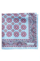 EDWARD ARMAH Medallion Silk Pocket Square in Light Blue at Nordstrom