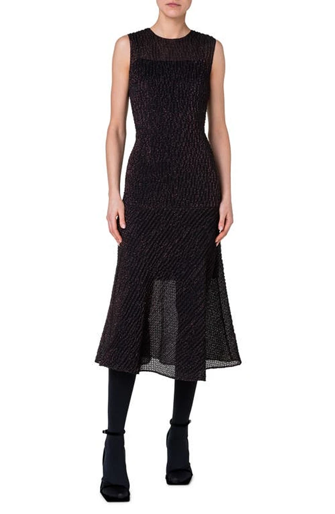 Akris punto Metallic Knit Midi Dress in Black-Crimson at Nordstrom, Size 16