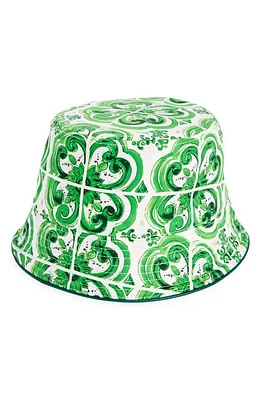 Dolce & Gabbana Majolica Print Bucket Hat Maiolica Verde at Nordstrom,