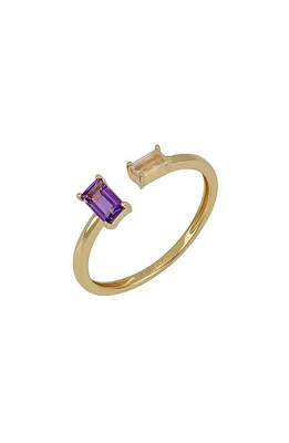 Bony Levy Emerald Cut Amethyst & Rose Quartz 14K Gold Cuff Ring in 14K Yellow Gold at Nordstrom, Size 6.5