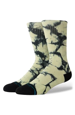 Stance Well Worn Tie Dye Crew Socks in Green/Black at Nordstrom, Size Large