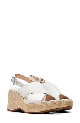 Clarks(r) Manon Wish Wedge Slingback Sandal Off White Lea at Nordstrom,