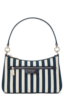 Kate Spade New York hudson stripe canvas & leather shoulder bag in Parisian Navy Multi at Nordstrom