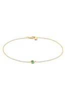 Monica Vinader Siren Emerald Chain Bracelet in 14K Solid Gold /Emerald at Nordstrom, Size Medium