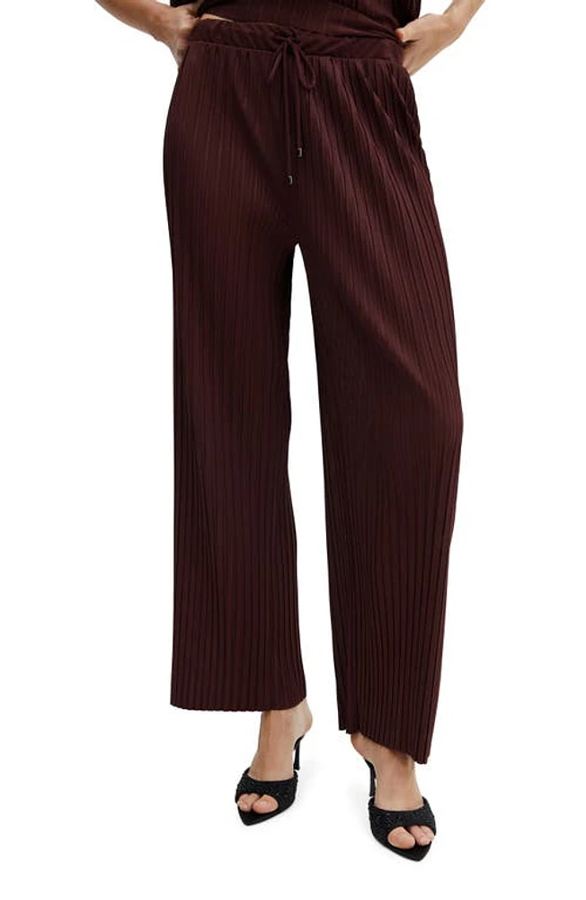 MANGO Forest Pleated Straight Leg Drawstring Pants Medium Purple at